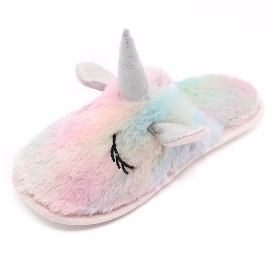 Femmes belle licorne en peluche maison pantoufles nouvelle mode Non